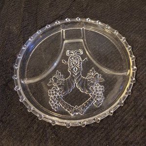 Vintage Crystal 4 Section Divided Plate/Platter